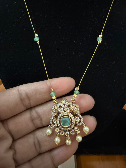 Invisible necklace with Mint green locket