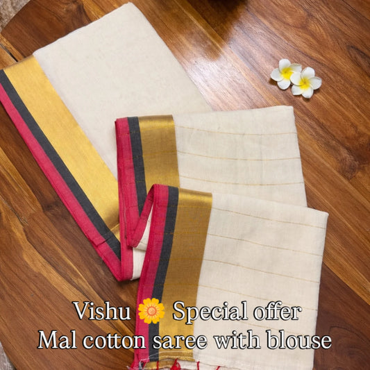 Mal cotton saree with blouse
