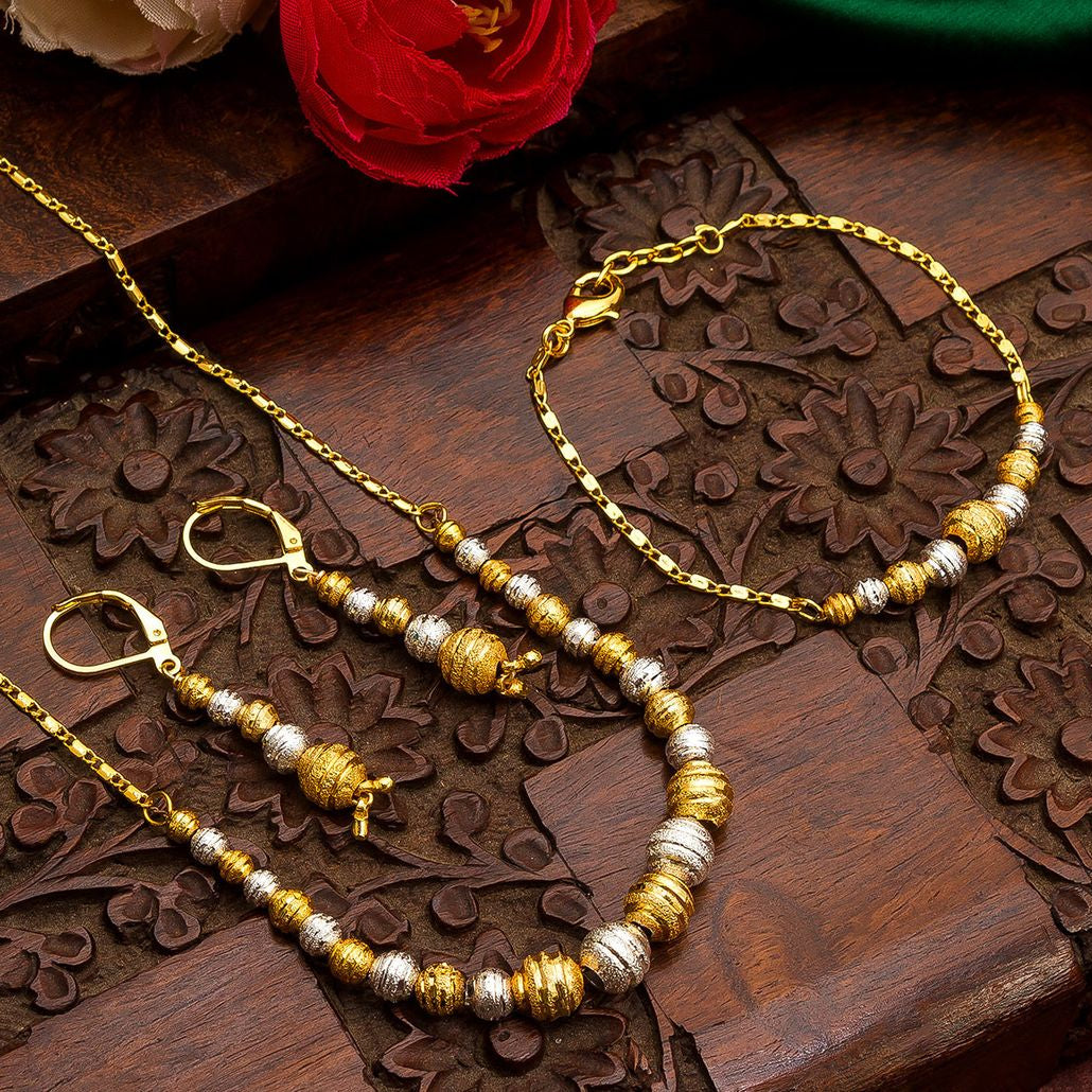 Dual-Tone Gold & Silver Set | Necklace/Haram | Code:SP9002