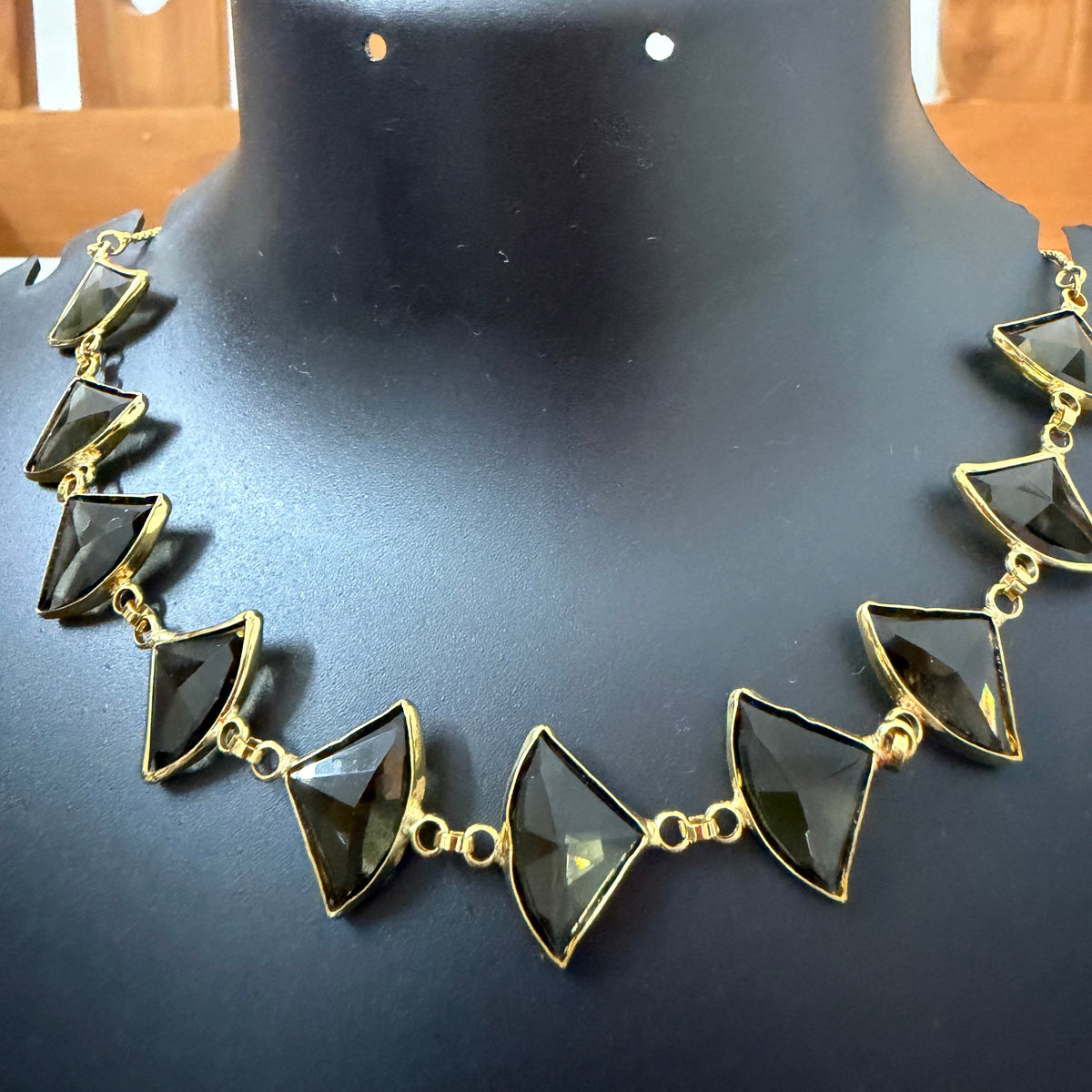 Dark grey stone crystal necklace