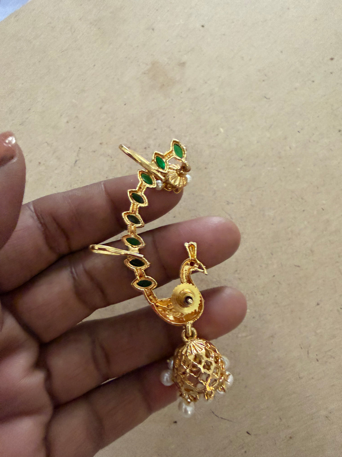 Peacock Jhumka with earcuff : Code RJ3110