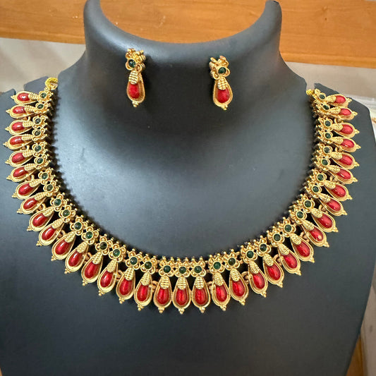 Nagapadam Blue, Green and red: traditional jewelry: Temple jewelry
