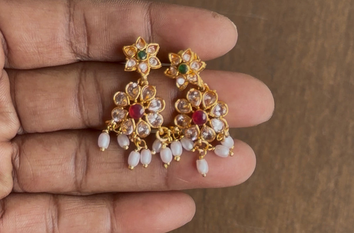 Double layer pearl haram with kundan stones