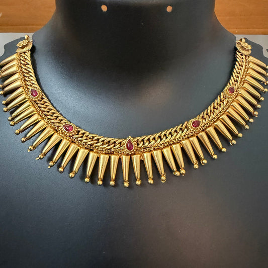 Kerala Traditional Mullamottu Choker/Necklace | Pichi Mottu Mala with Kundan Stones - RK Jewels