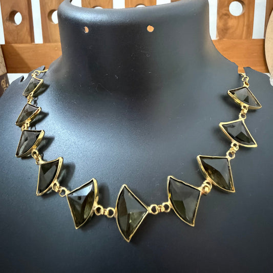 Dark grey stone crystal necklace