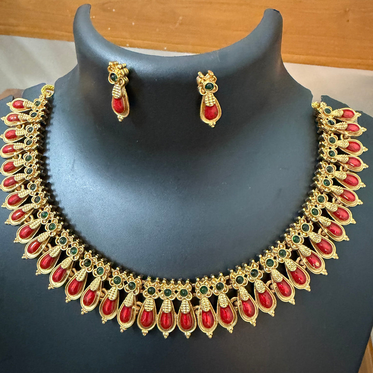 Nagapadam Blue, Green and red: traditional jewelry: Temple jewelry