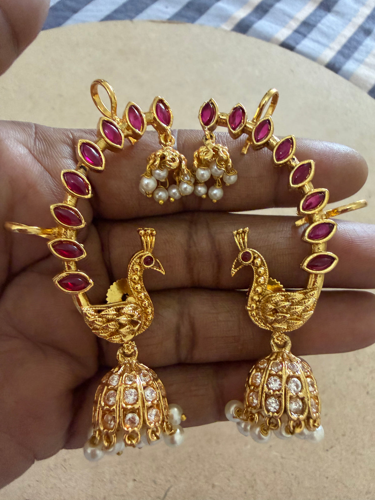 Peacock Jhumka with earcuff : Code RJ3110