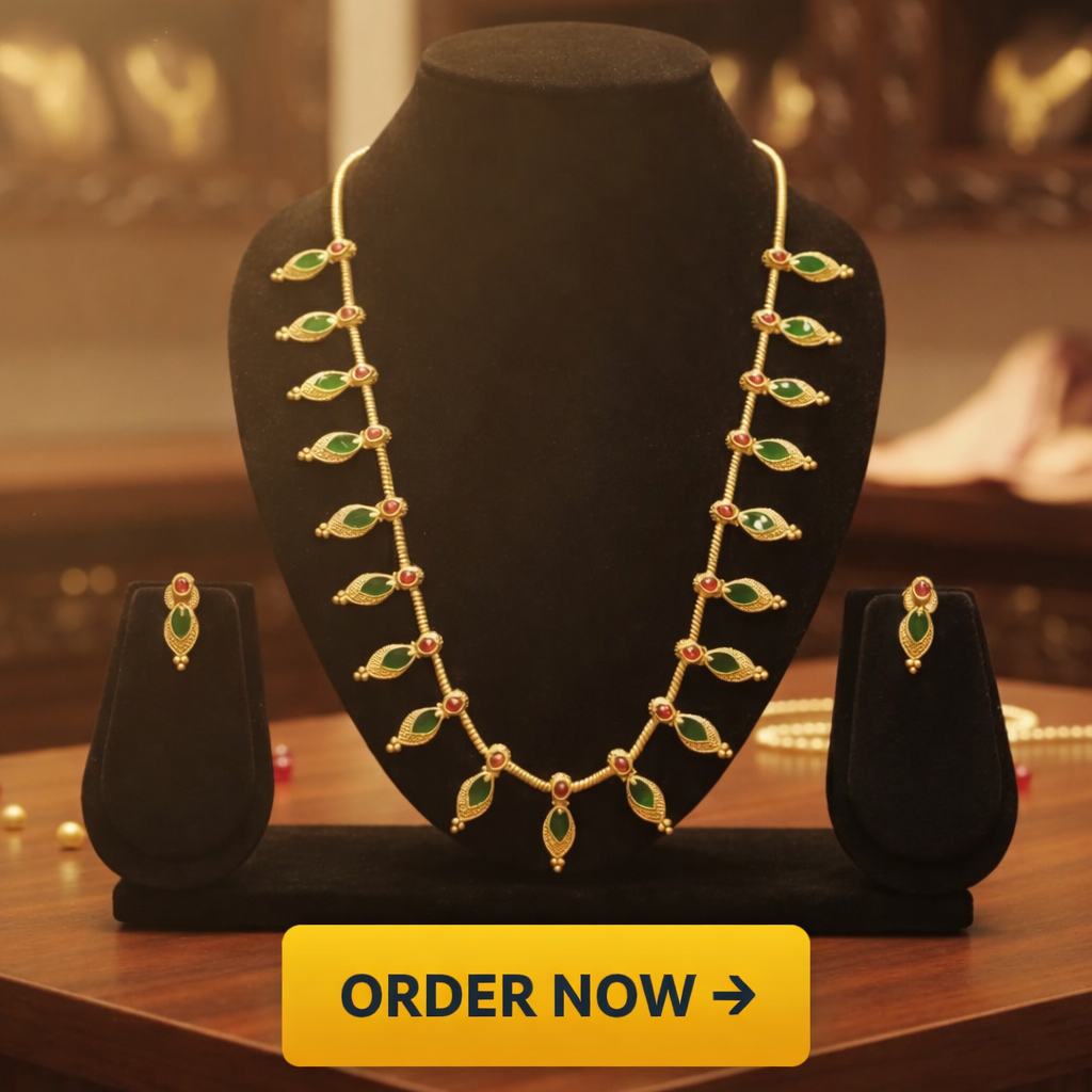 Green Nagapadam with ruby colour stones : Code MJ5780