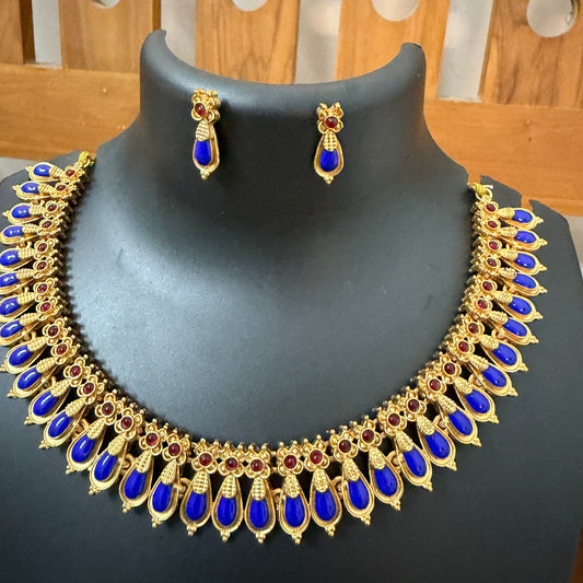 Nagapadam Blue, Green and red: traditional jewelry: Temple jewelry