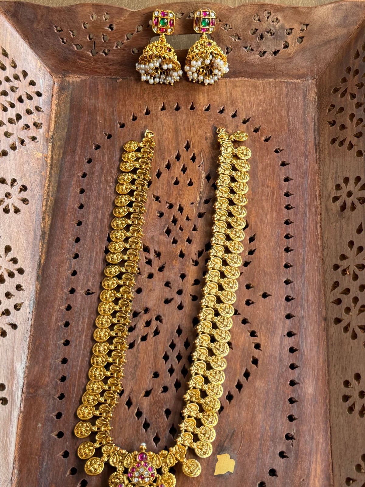 Coin Haram with Pendant : Traditional south indian temple jewellery