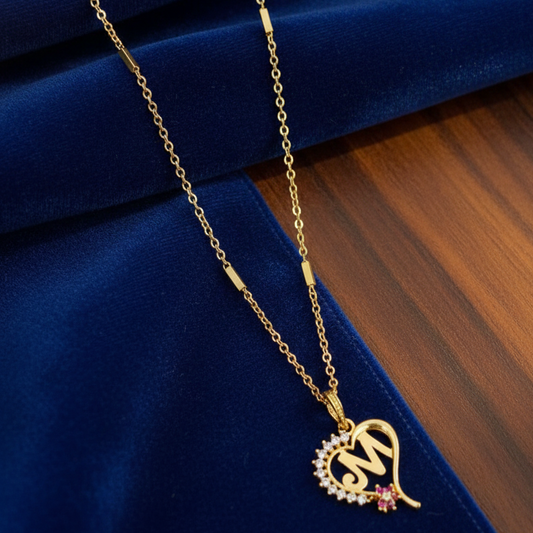 Alphabet Heart Pendant Necklace for Women : Available alphabets: A,B,C,D,F,G,I,J,K,L,M,N,O,P,Q,R,S,T,U,V,W,X,Y,Z
