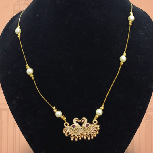 Invisible Lakshmi Coin Necklace with Ruby Accents