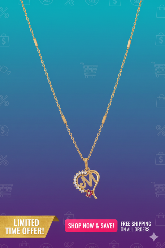 Alphabet Heart Pendant Necklace for Women : Available alphabets: A,B,C,D,F,G,I,J,K,L,M,N,O,P,Q,R,S,T,U,V,W,X,Y,Z