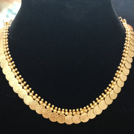 Lakshmi Kasu Mala Necklace (Kasulaperu) | Traditional South Indian Coin Necklace-Code: CN499