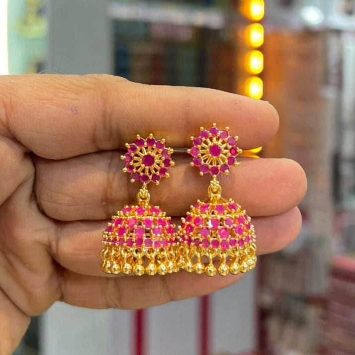 Micro gold plated CZ Jhumkas I Code SK2501