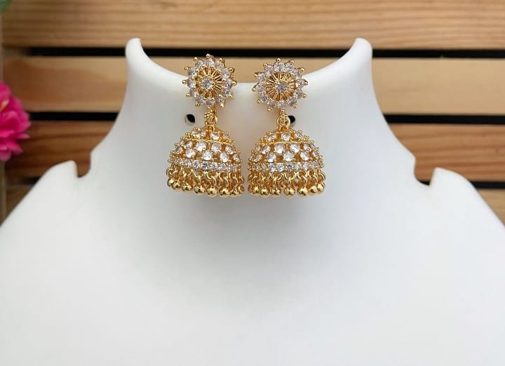 Micro gold plated CZ Jhumkas I Code SK2501