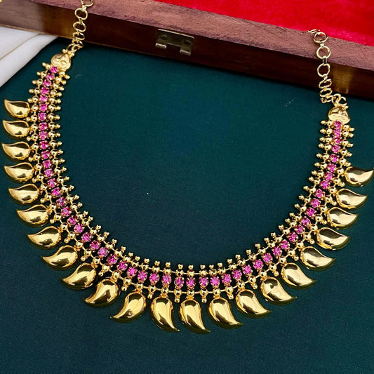 Ruby Studded Gold-Plated Manga Mala