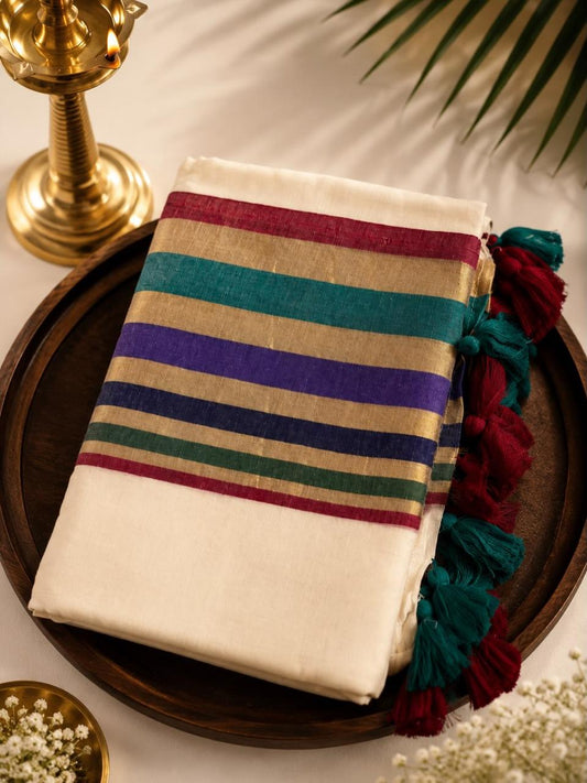 Mal cotton saree with multi colour design boarder