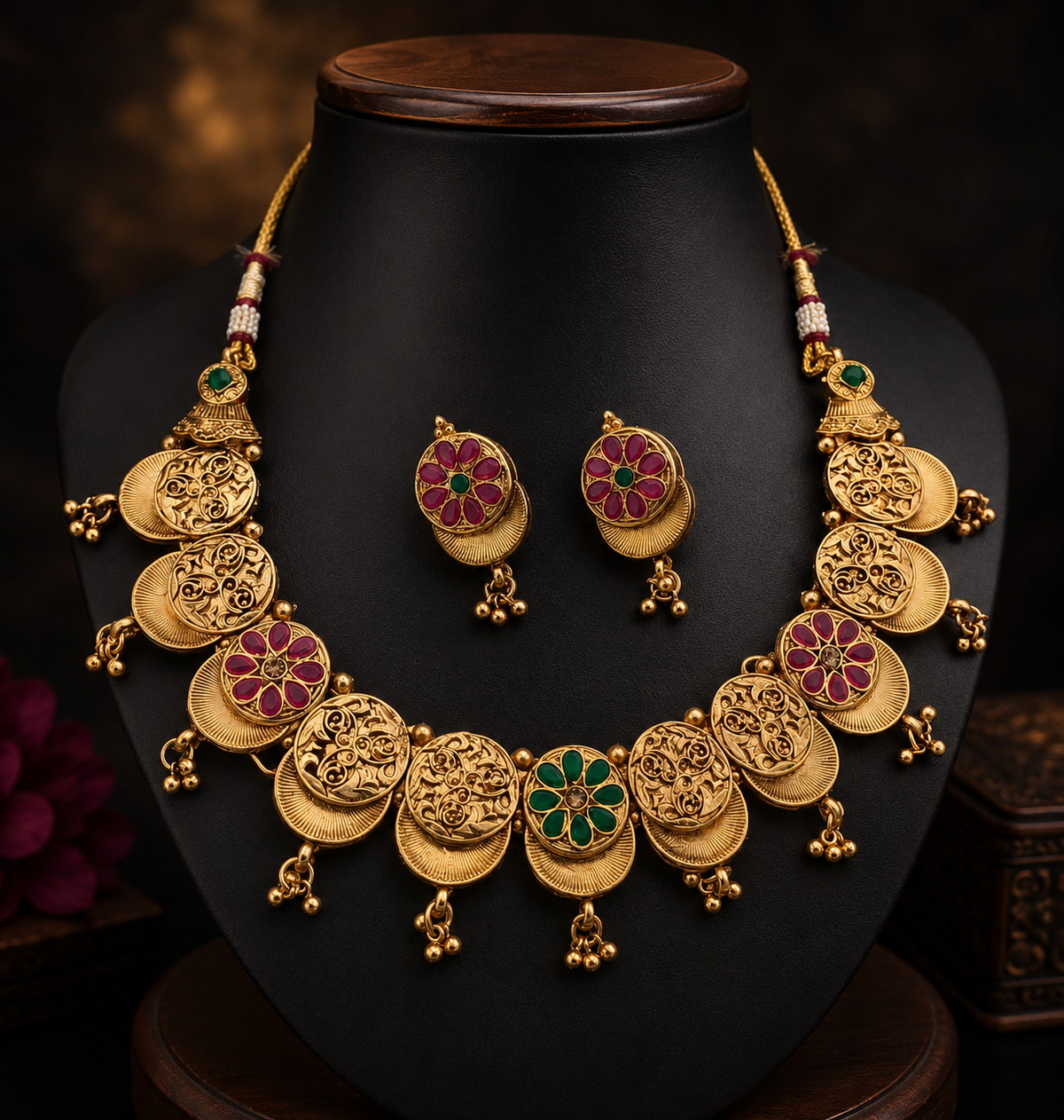 Non idol coin necklace with  earrings: Code: S1550