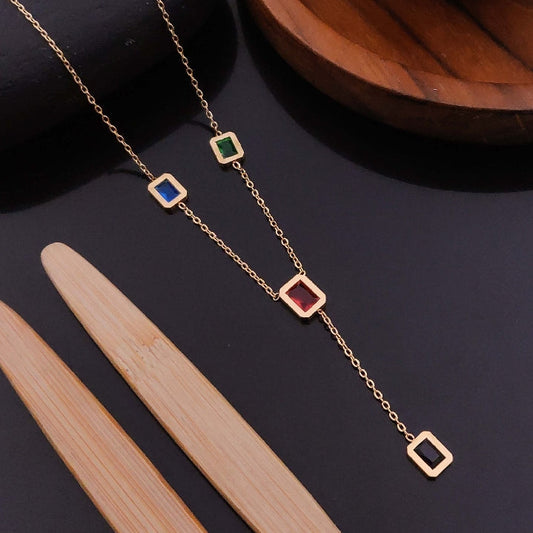Multicolor Stone Chain Necklace – Elegant Daily Wear Jewellery Code: SP1501