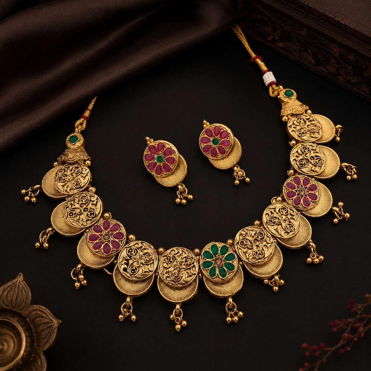 Non idol coin necklace with  earrings: Code: S1550