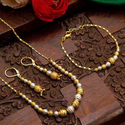 Dual-Tone Gold & Silver Set | Necklace/Haram | Code:SP9002