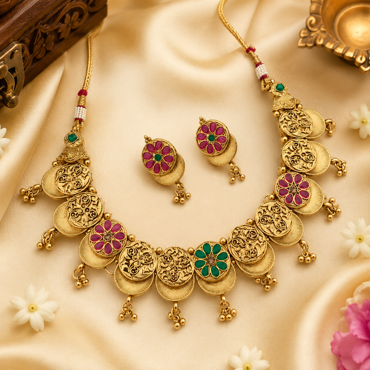 Non idol coin necklace with  earrings: Code: S1550